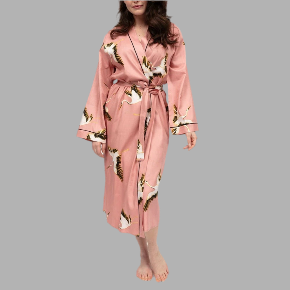 Cyberjammies - Pink Mixed Crane Bird Robe - Pink