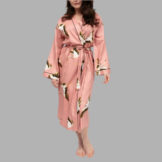 Cyberjammies - Pink Mixed Crane Bird Robe - Pink