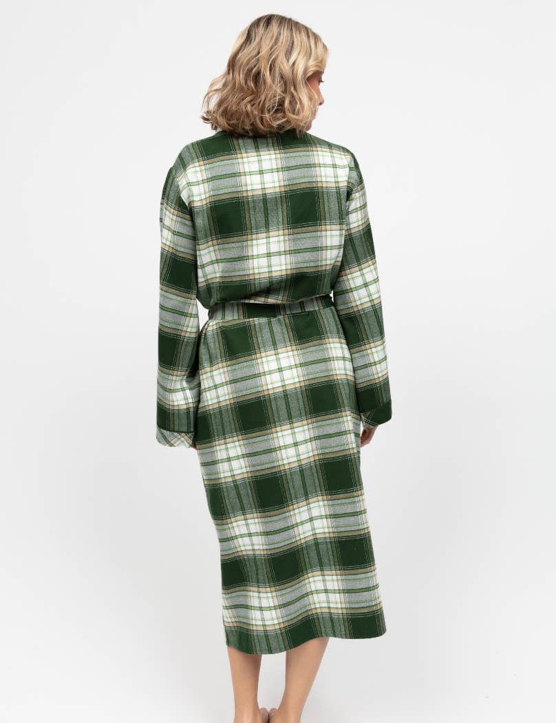 Fern Brushed Check Dressing Gown