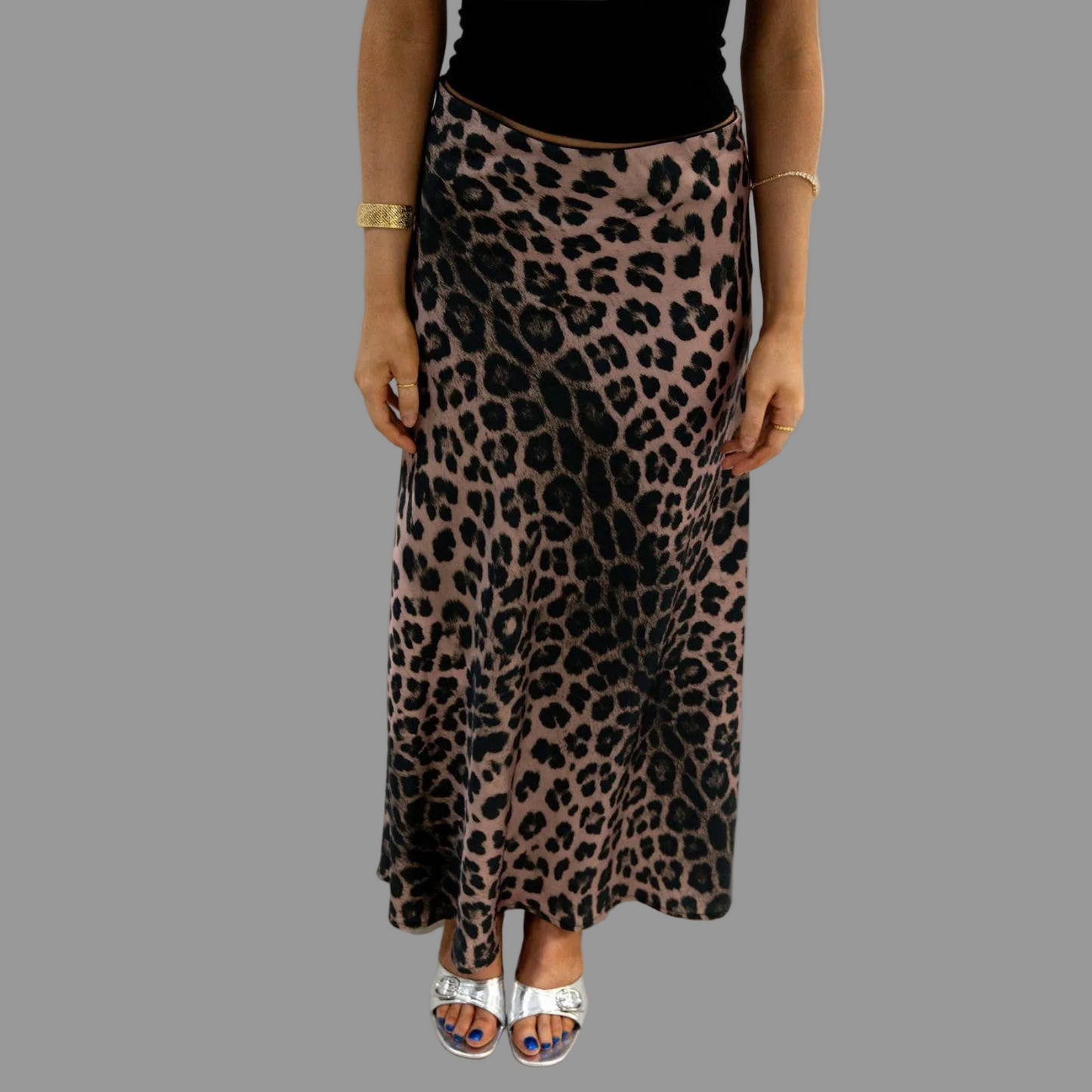 Last True Angel - Satin Slip Skirt - Leopard Print