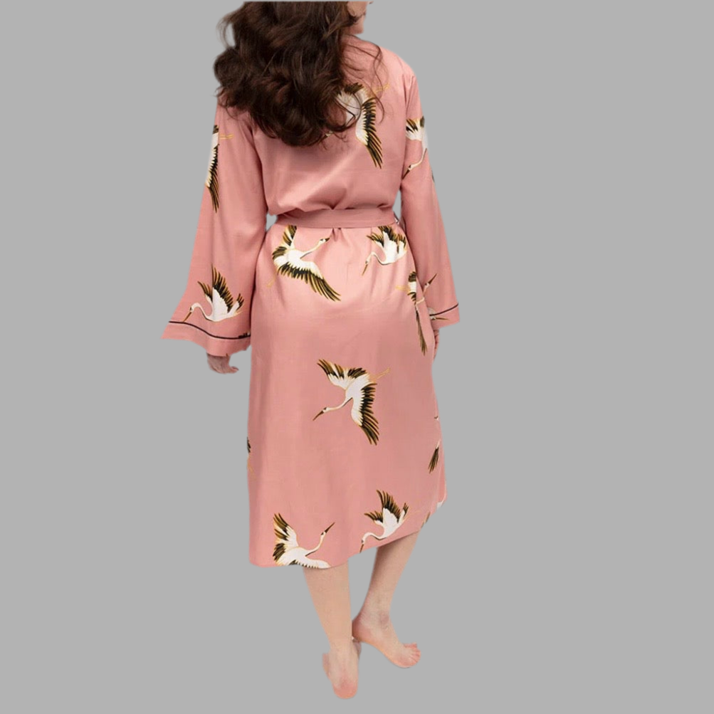 Cyberjammies - Pink Mixed Crane Bird Robe - Pink