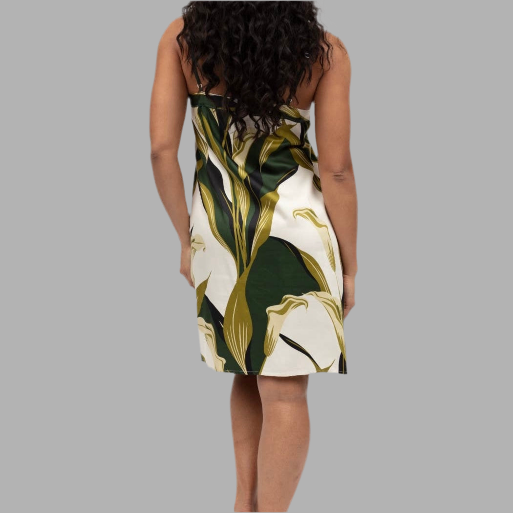 Maida Vale Olive Floral Strappy Short Nightdress