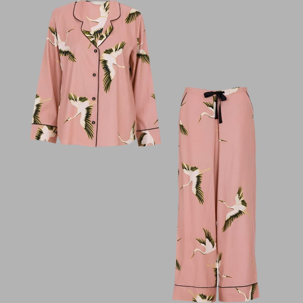Cyberjammies - Bonnie Crane Print Pyjama Set - pink