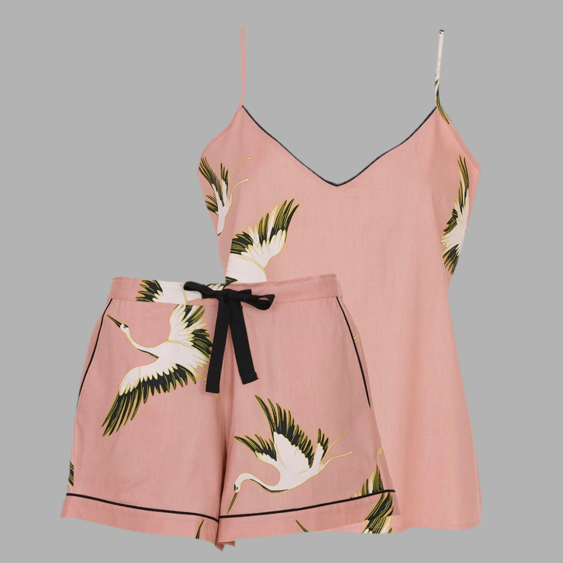 Cyberjammies - Pink Mixed Crane Bird Shorty Set - Multi