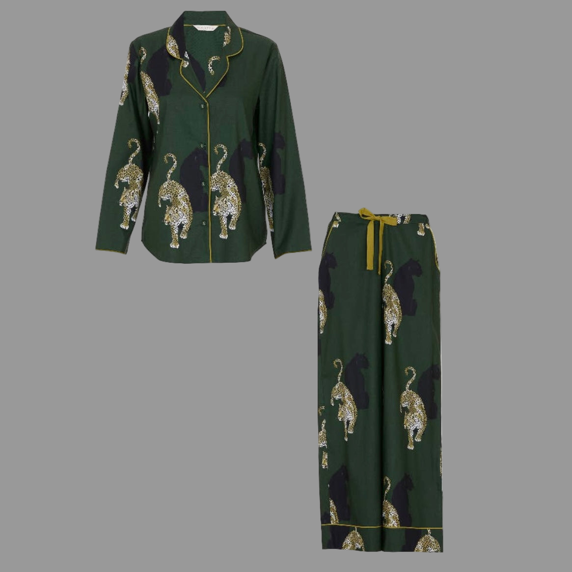 Olive Leopard Print Pyjama Set