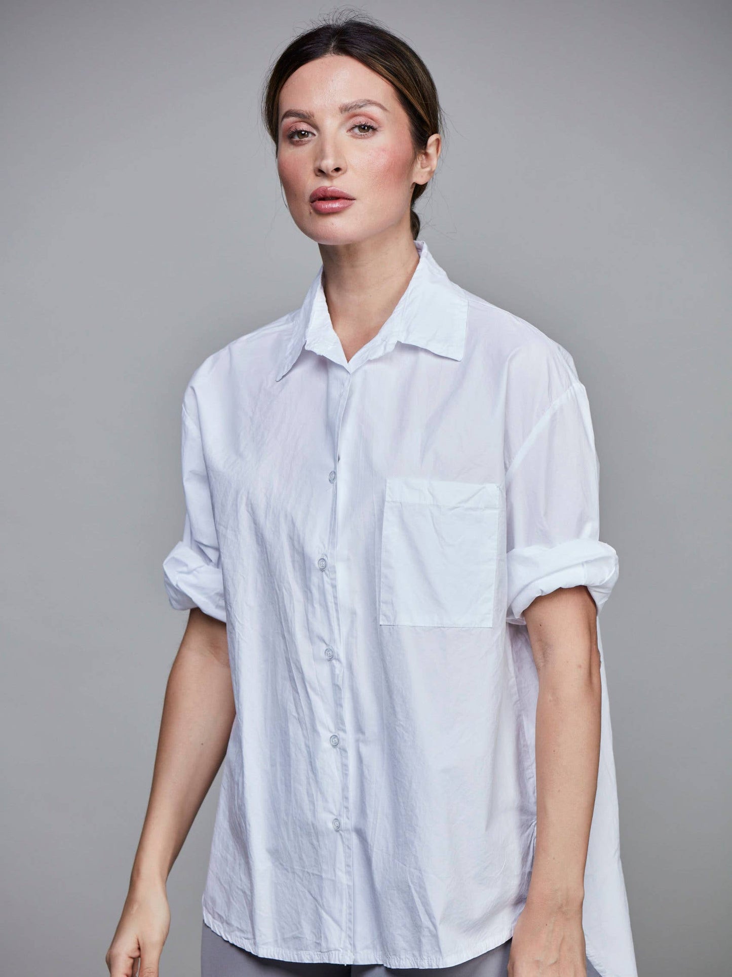 Boyfriend Cotton Short Shirt - White