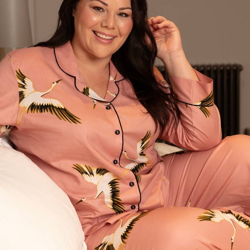 Cyberjammies - Bonnie Crane Print Pyjama Set - pink