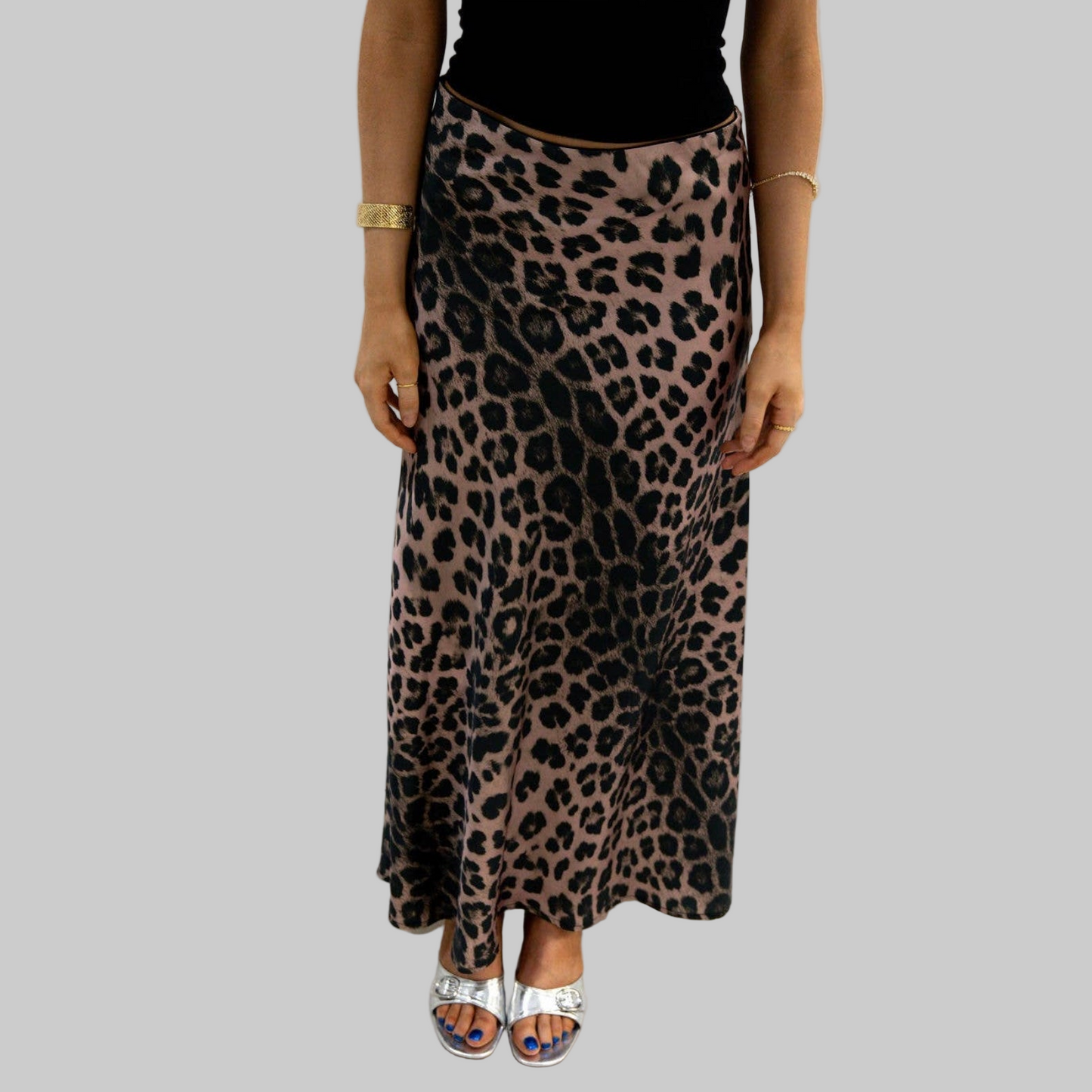 Last True Angel - Satin Slip Skirt - Leopard Print