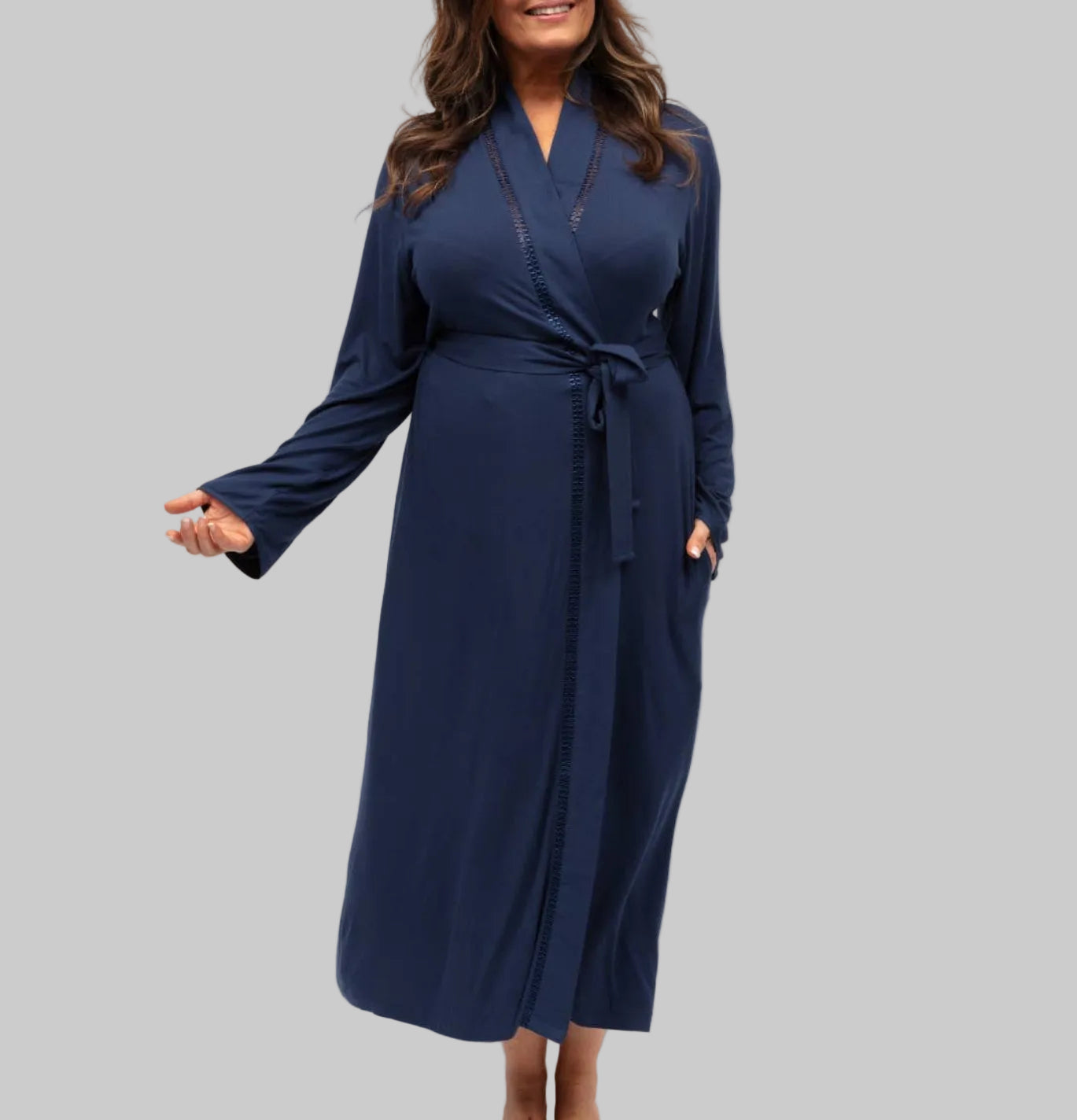 Cyberjammies - Caroline Navy Jersey Robe Navy