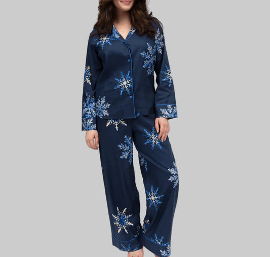 Cyberjammies - Frosty Snowflake Pajamas - Navy